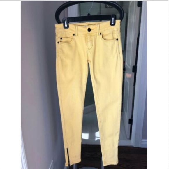 Silence + Noise Yellow Zip Leg Detail Jeans SZ 24 - Picture 1 of 6